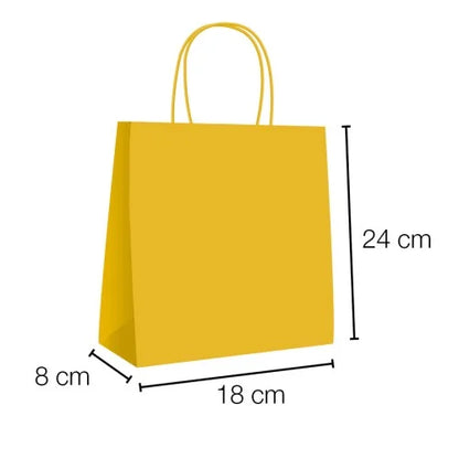 Bolsas de papel kraft con asa rizada - 18 x 24 x 8 cm /