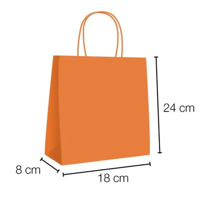 Bolsas de papel kraft con asa rizada - 18 x 24 x 8 cm /