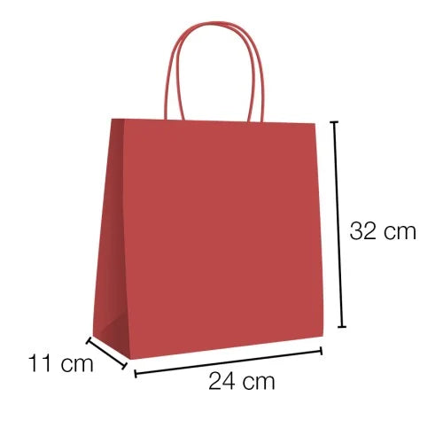 Bolsas de papel kraft con asa rizada - 24 x 32 x 11 cm /