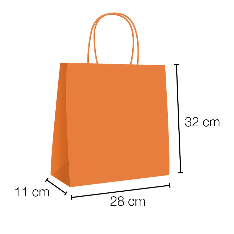 Bolsas de papel kraft con asa rizada - 28 x 32 x 11 cm /